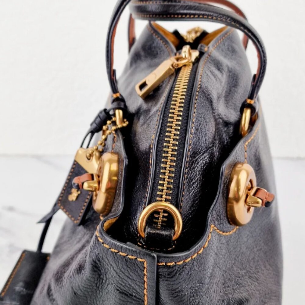 Coach 1941 Outlaw Satchel - Genuine Polished Grain Leather - Black - Picture 4 of 11